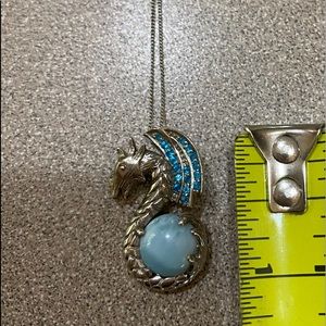 Silver blue Dragon Ball Pendant